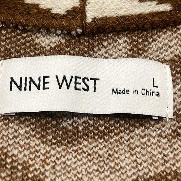 NINE WEST Chic Brown and White ANIMAL PRINT Button-Up Cardigan, MOB WIFE, SIZE L - Picture 3 of 7